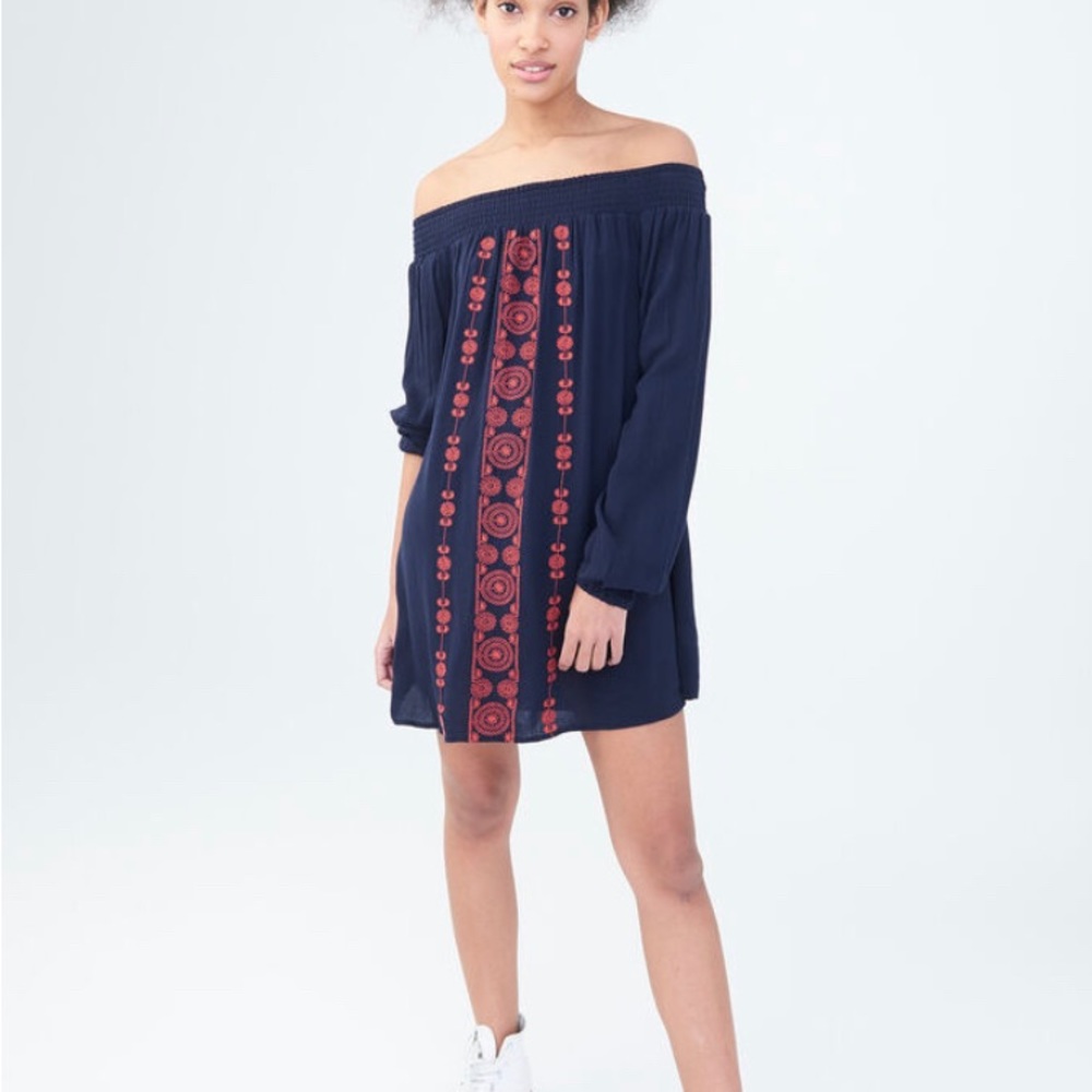 Aeropostale Navy embroidered off-the-shoulder shirt/dress